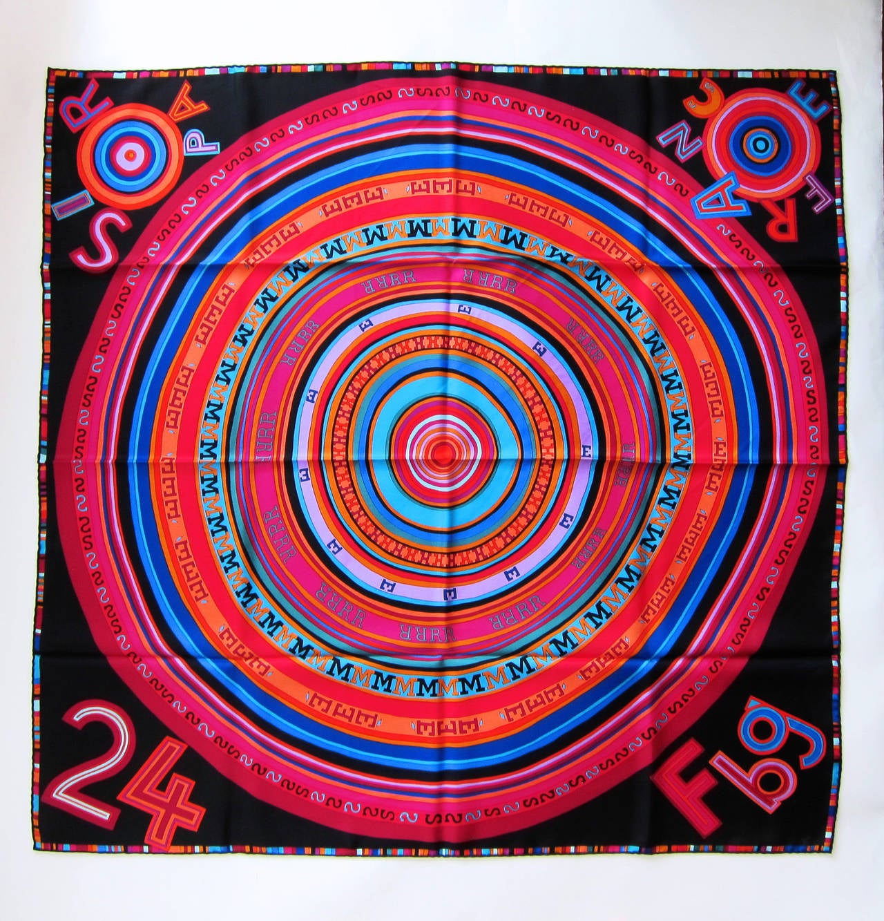 Hermes Black Multi-Color Tohu Bohu Silk Carre Scarf 90cm Grail In Excellent Condition In New York, NY