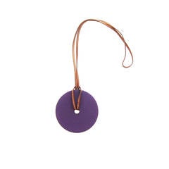 Hermes Violet Togo Gold Epsom Reversible Leather Pendant Necklace