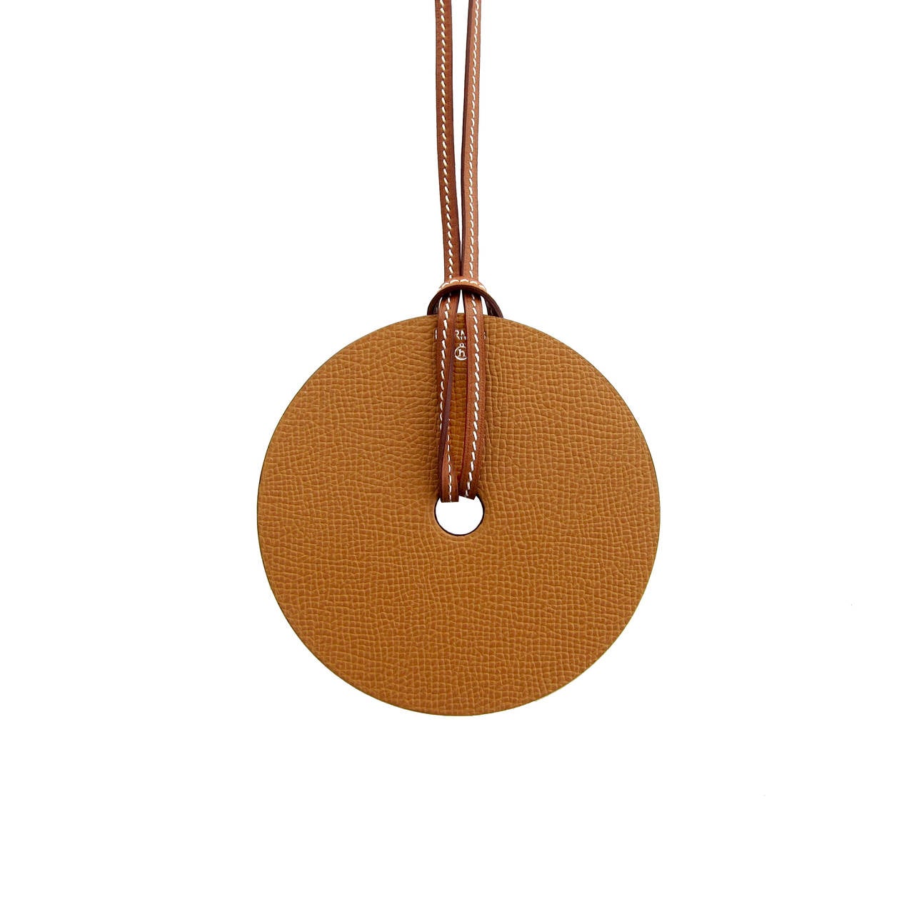 Hermes Violet Togo Gold Epsom Reversible Leather Pendant Necklace In New Condition In New York, NY