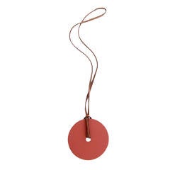 Hermes Bois de Rose Blue Reversible Leather Pendant Necklace