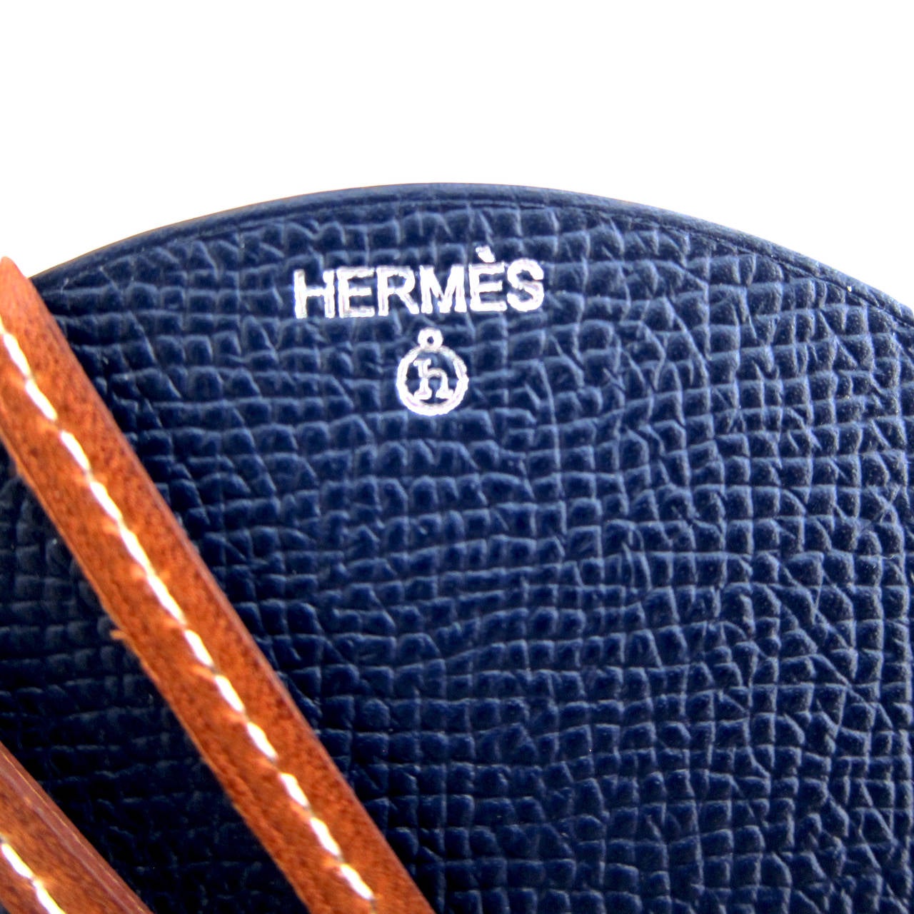 Women's Hermes Bois de Rose Blue Reversible Leather Pendant Necklace