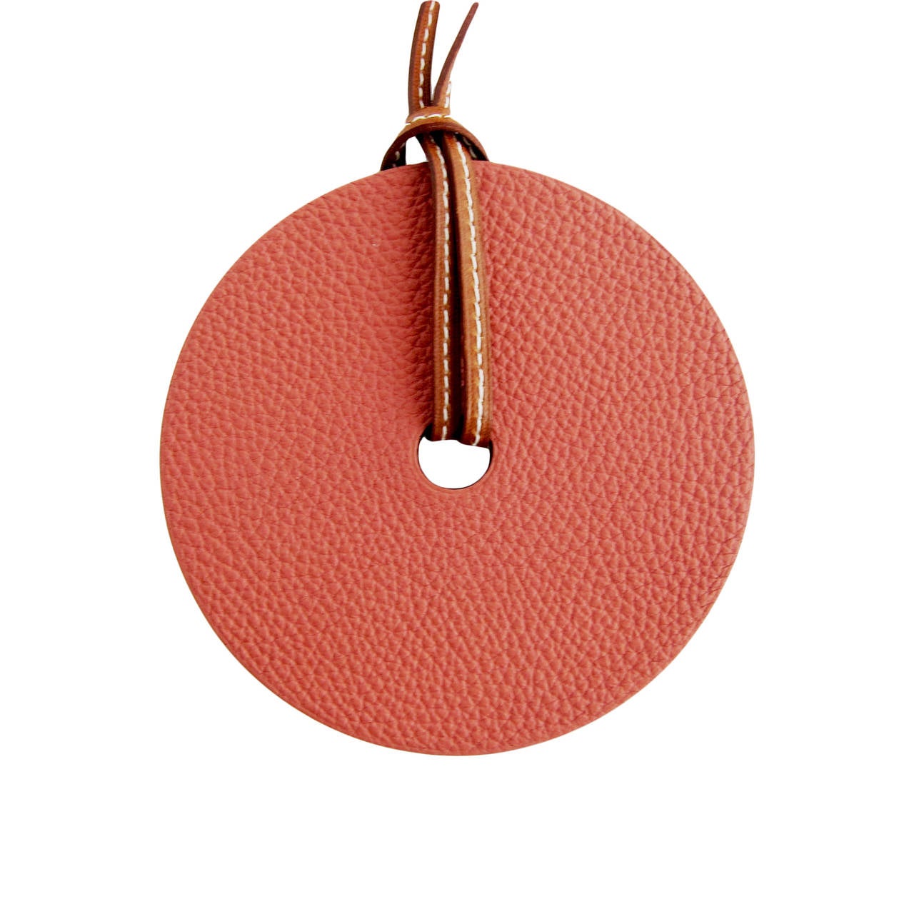 Hermes Bois de Rose Blue Reversible Leather Pendant Necklace In New Condition In New York, NY