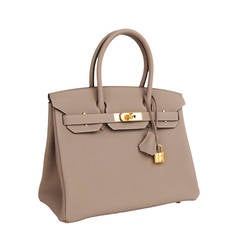 Hermes Gris Tourterelle Togo Gold 30cm Birkin Dove Grey Treasure