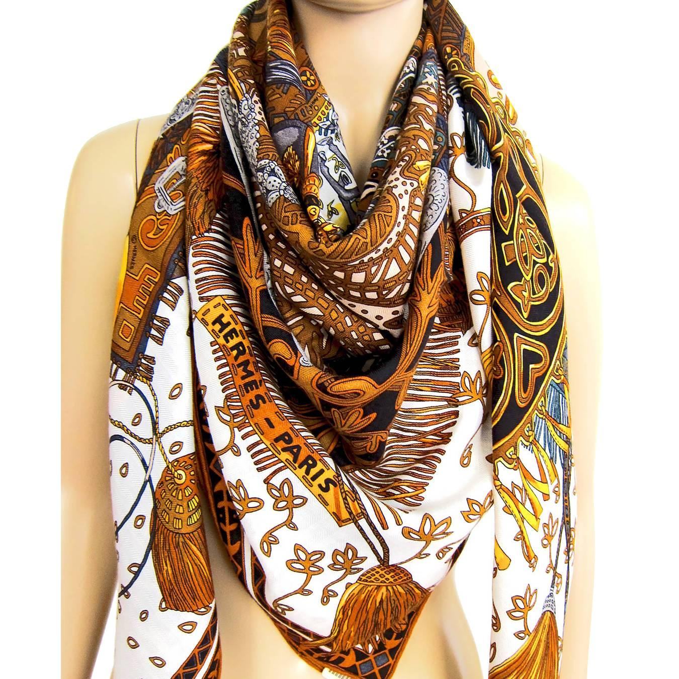 Hermes Cavaliers du Caucase Cashmere Silk Shawl Scarf GM 140cm New Classic Unisex

Hottest new Fall/Winter 2015 Cavaliers du Caucase Shawl 
Divine coloration in white, gold, and brown
Brand new classic shawl release for fall/winter
This