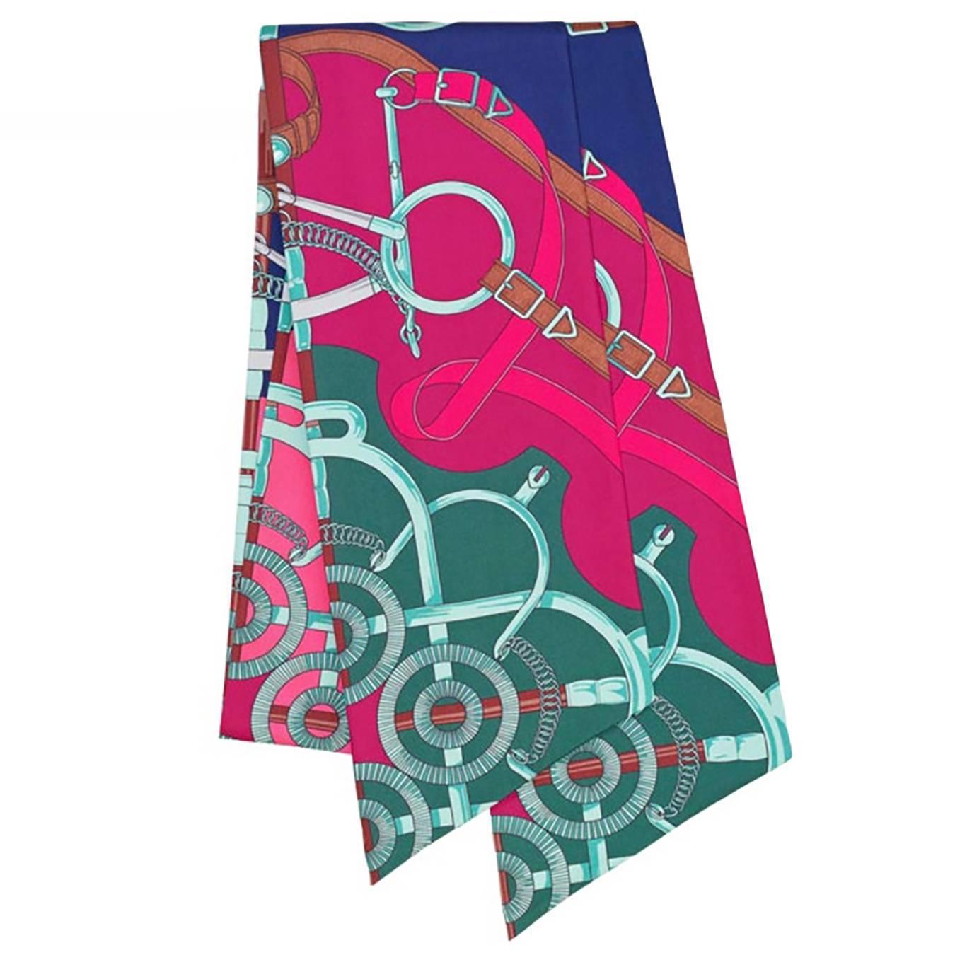 Hermes Eperon D\u0026#39;or Maxi Twilly Silk Scarf Carre Rose Pink Below ...  