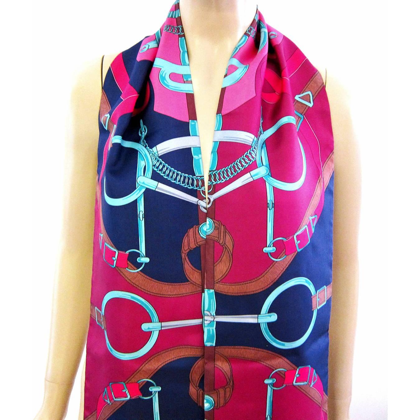 Hermes Eperon D'or Maxi Twilly Silk Scarf Carre Rose Pink Below Retail 5