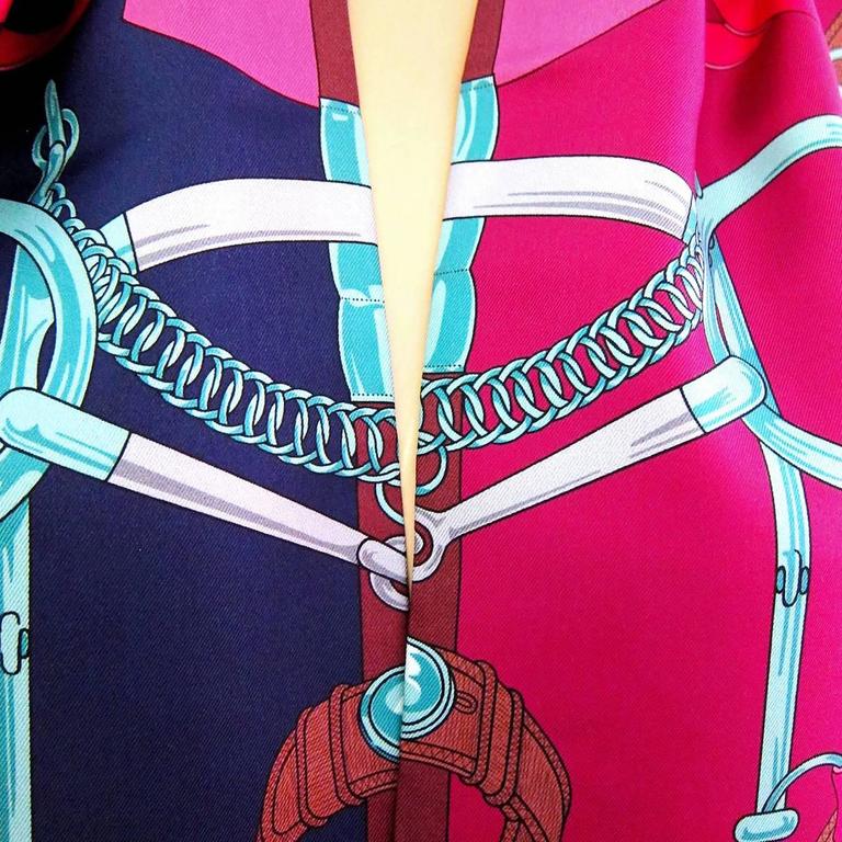 [Hermes] Hermes Twilly EPERON D'OR CUT Apron d'Or Cut Silk Scarf Pink x Blue [Used] [Authenticated and Guaranteed Authentic] 213244