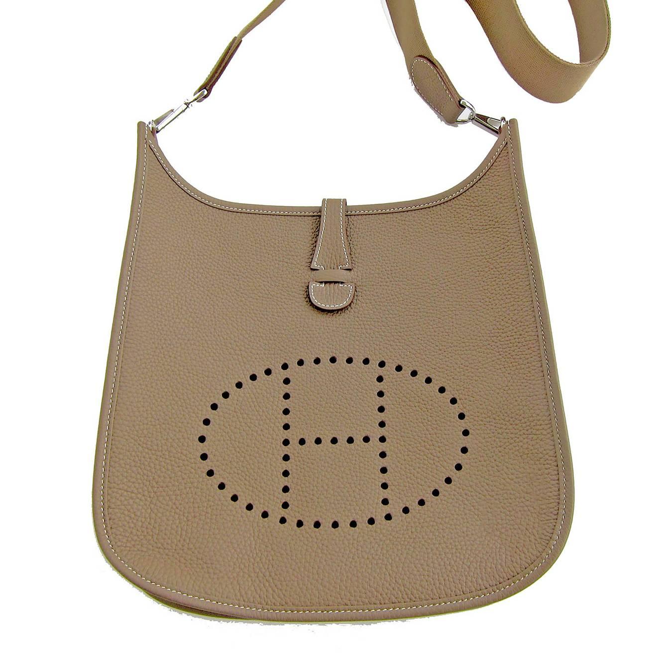 Women's Hermes Etoupe Evelyne PM Messenger Leather Shoulder Handbag Perfect Gift