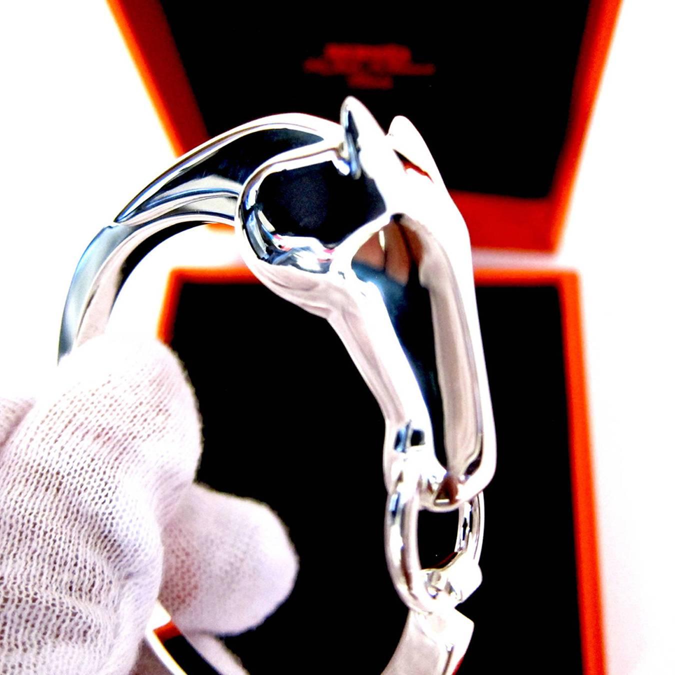 Hermes Galop Horse Solid Silver PM Bracelet Iconic Gift Below Retail In New Condition In New York, NY