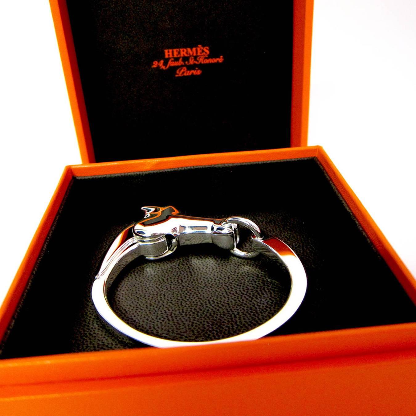 Women's Hermes Galop Horse Solid Silver PM Bracelet Iconic Gift Below Retail