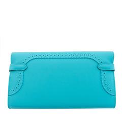 Hermes Limited Edition Blue Atoll Ghillies Swift Kelly Wallet Clutch Bag Rare