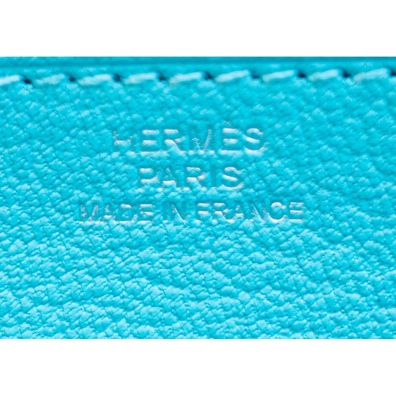 Women's or Men's Hermes Limited Edition Blue Atoll Ghillies Swift Kelly Wallet Clutch Bag Rare