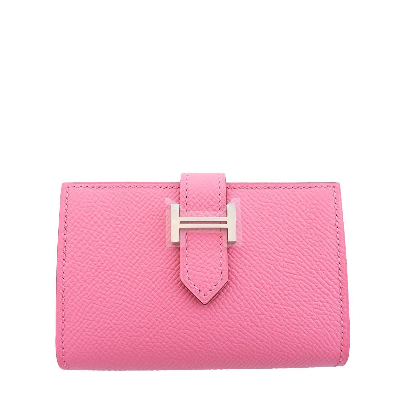Hermes Rose Confetti Pink Bearn Compact Card-Holder Wallet Case Perfect Gift!