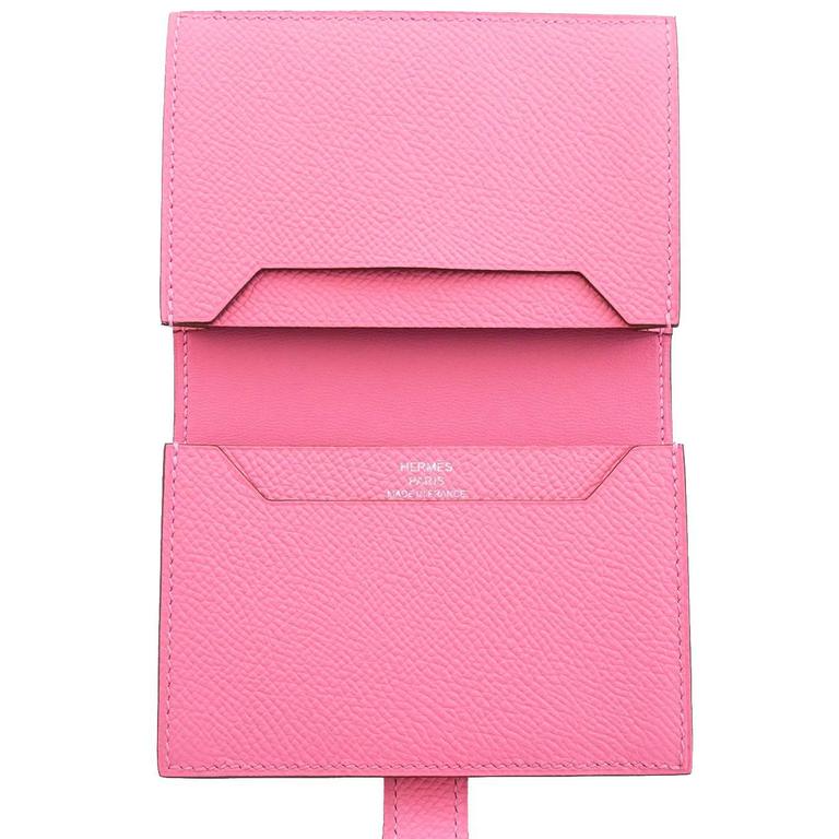 Hermes Rose Confetti Pink Bearn Compact Card-Holder Wallet Case Perfect ...