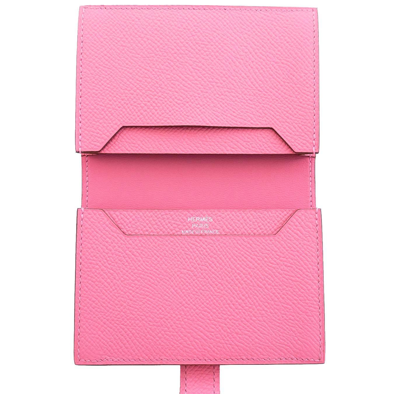 hermes card holder pink