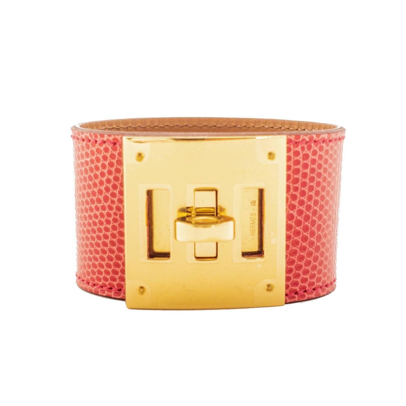 Hermes Bougainvillier Lizard Kelly Dog Gold