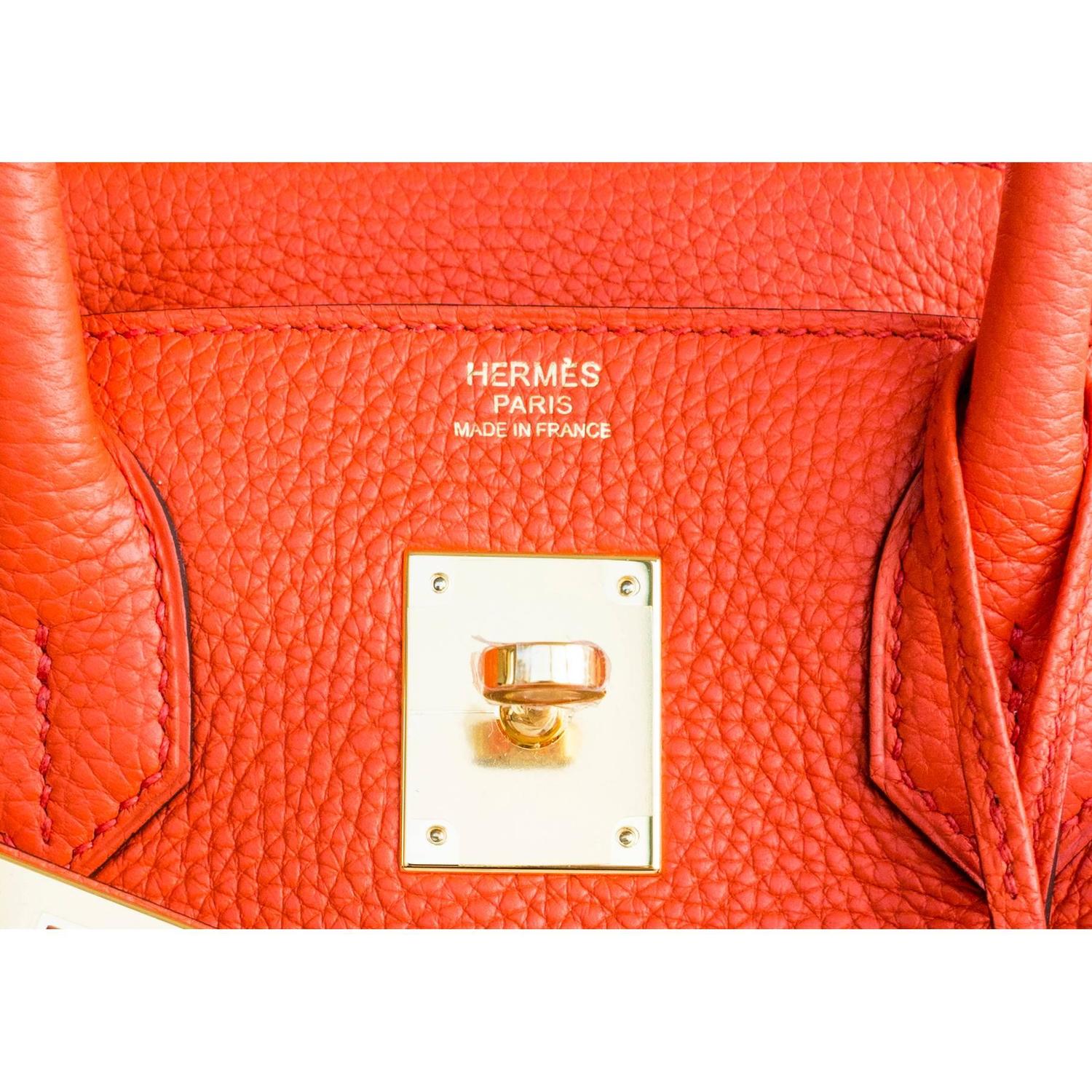 Hermes Orange Poppy 30cm Birkin Gold GHW Satchel Tote Bag Gorgeous ...  
