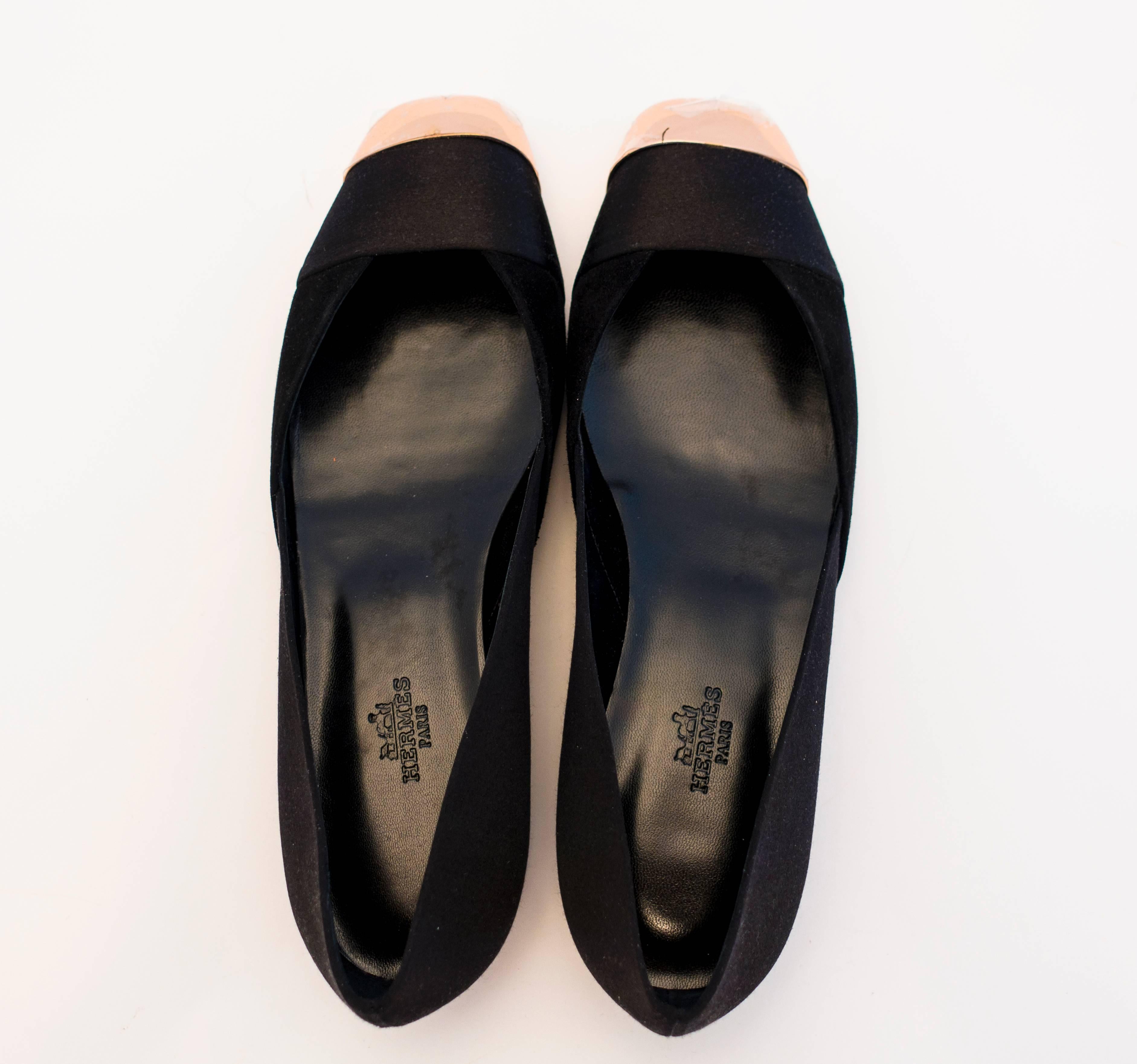 Hermes Damen Satin Wildleder Ballerina flache Schuhe 40 oder 9,5 oder 10 unter dem Einzelhandel 1