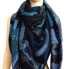 Hermes Cavalleria D'Etriers Cashmere Silk Shawl Scarf GM Fabulous