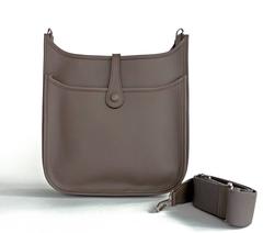 Hermes Etain Grey Evelyne PM Crossbody Messenger Shoulder Bag
