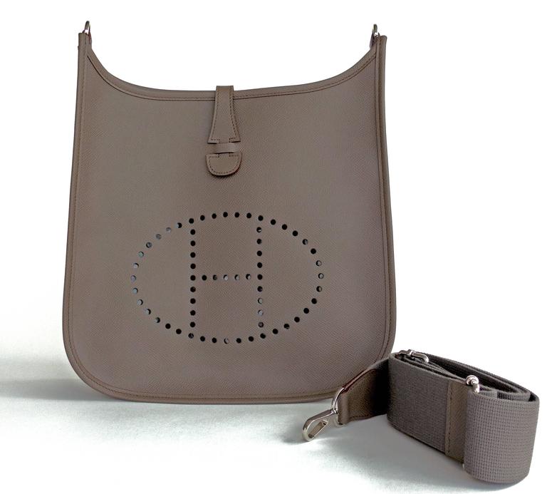 Hermes Etain Grey Evelyne PM Crossbody Messenger Shoulder Bag at 1stDibs