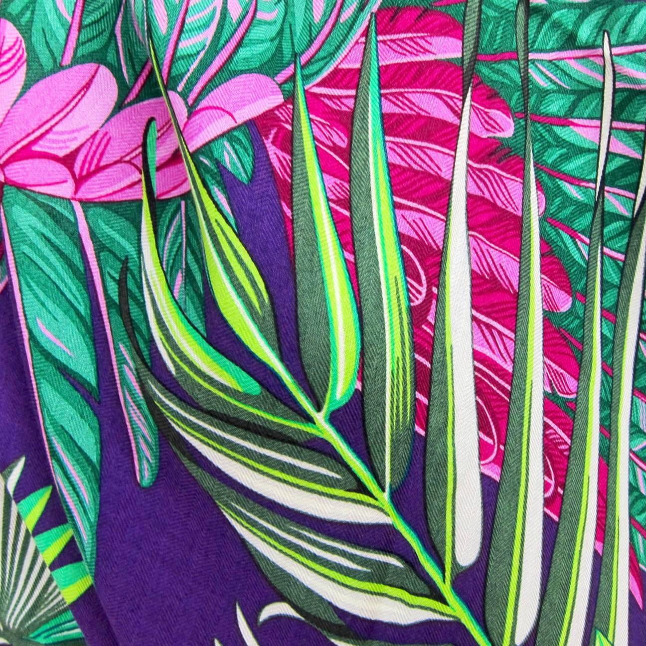 Hermes Flamingo Party Cashmere Silk GM Shawl 140cm 1