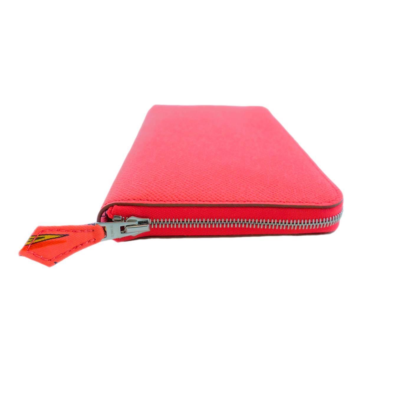 hermes rose confetti pink silk in wallet silk interior della ...
