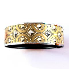 Hermes Gold Printed Enamel Bracelet Bangle 70 Superb