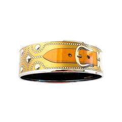 Hermes Gold Printed Enamel Bracelet Bangle 70 Superb