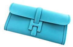Hermes Blue Saint Cyr Jige Elan Clutch Bag Robin Egg Blue Charming