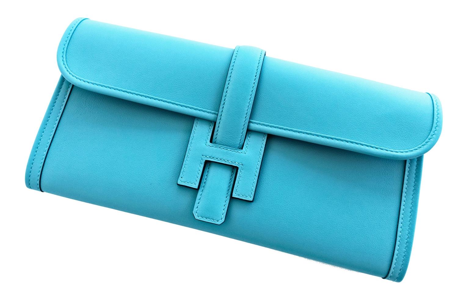 Hermes Blue Saint Cyr Jige Elan Clutch Bag Robin Egg Blue Charming ...