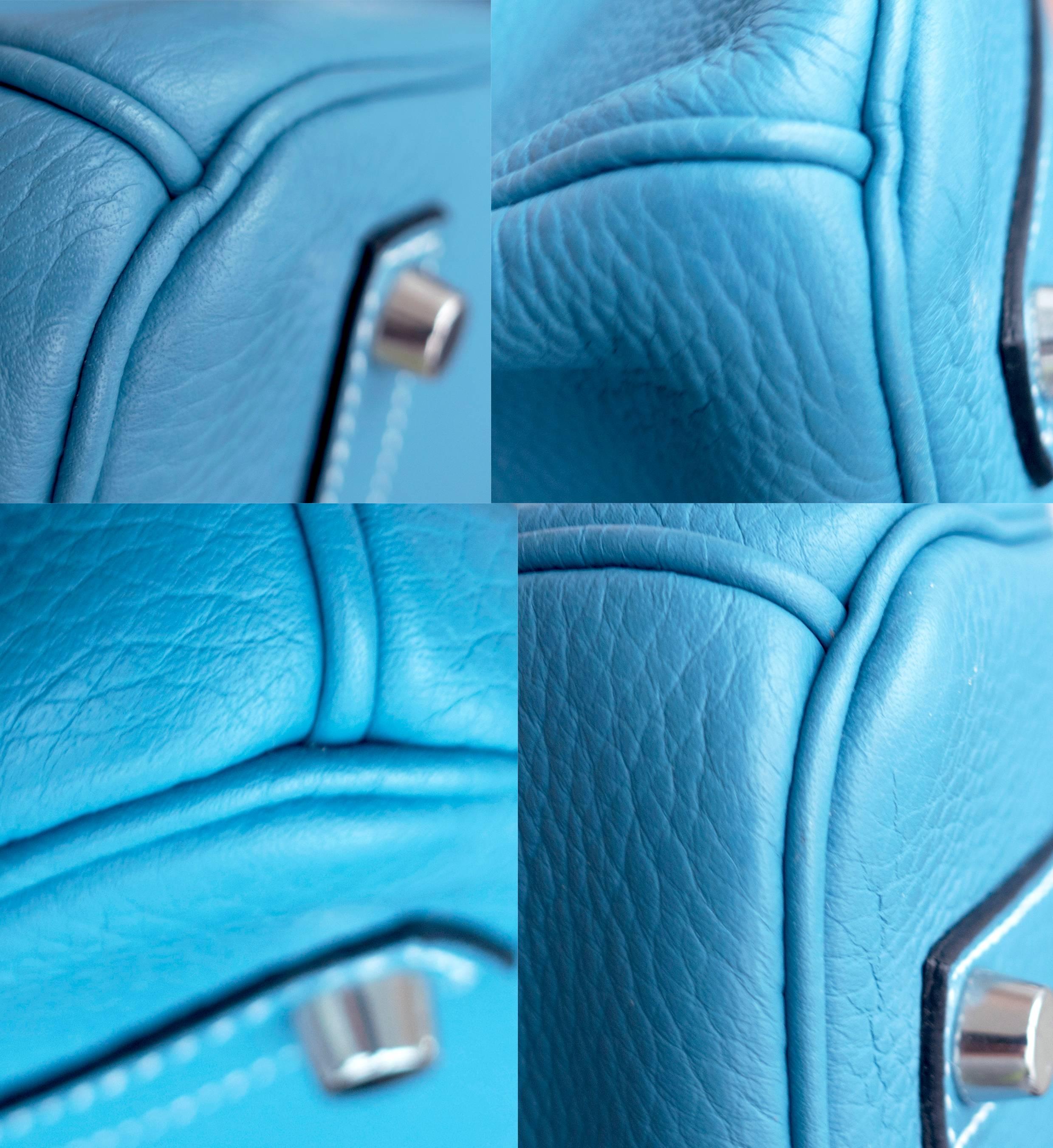 FLASH SALE!  Hermes Blue Jean 35cm Birkin Leather Palladium Bag Summer 3