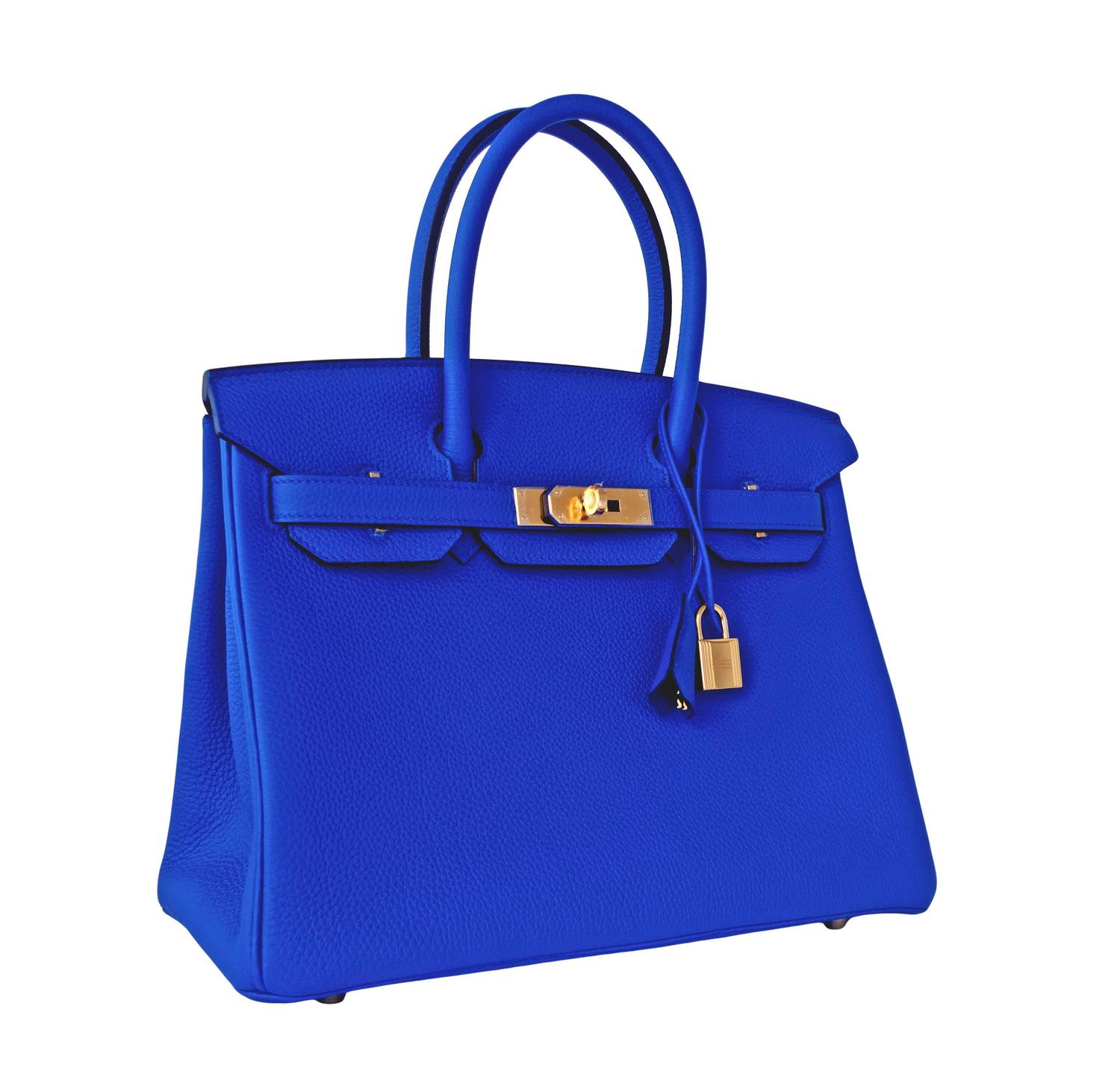 Hermes Blue Electric 30cm Togo Birkin Gold GHW Satchel Bag ...  