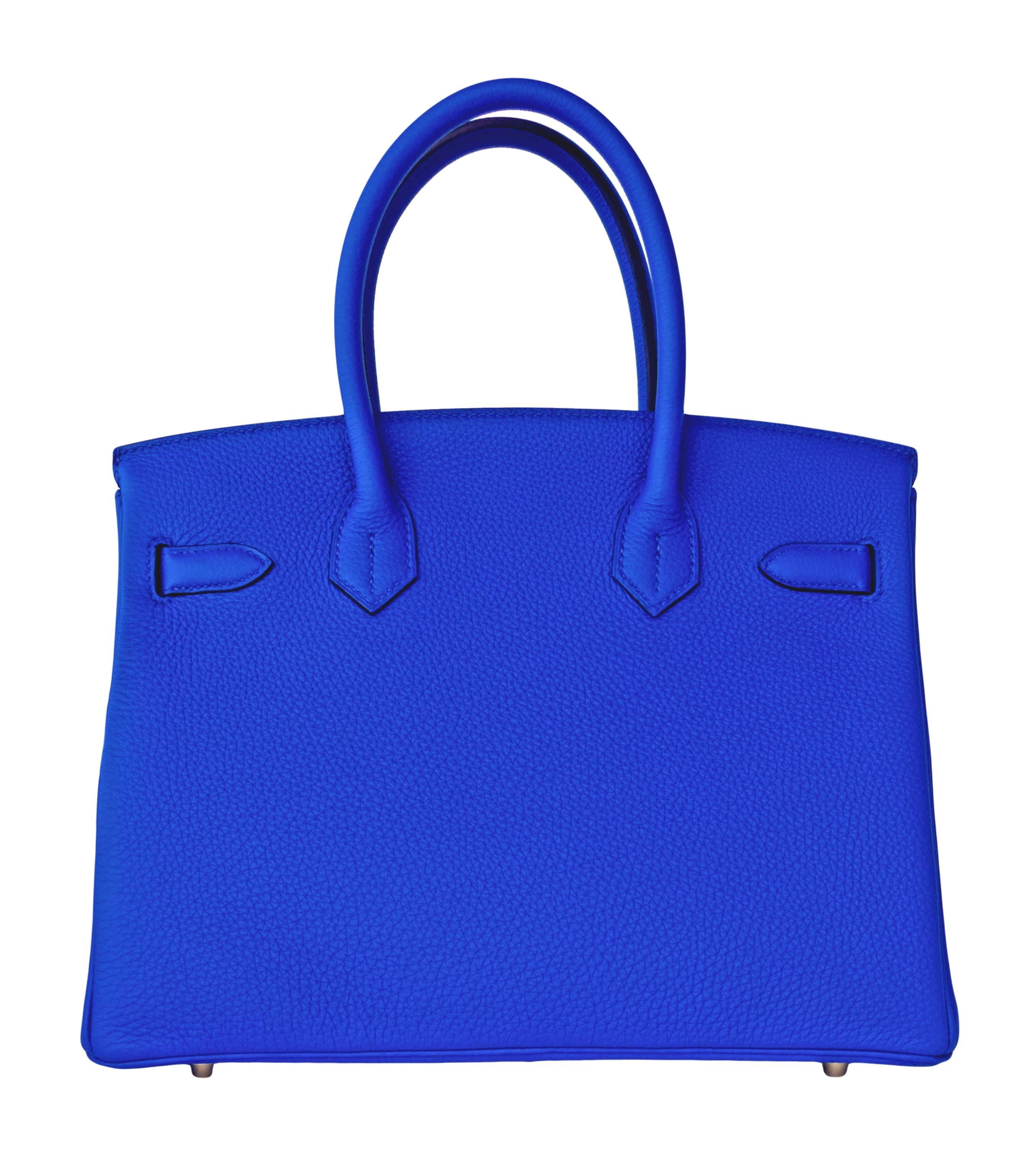 Hermes Blue Electric 30cm Togo Birkin Gold GHW Satchel Bag Spectacular In New Condition In New York, NY