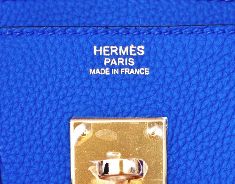 Hermes Blue Electric 30cm Togo Birkin Gold GHW Satchel Bag Spectacular 1