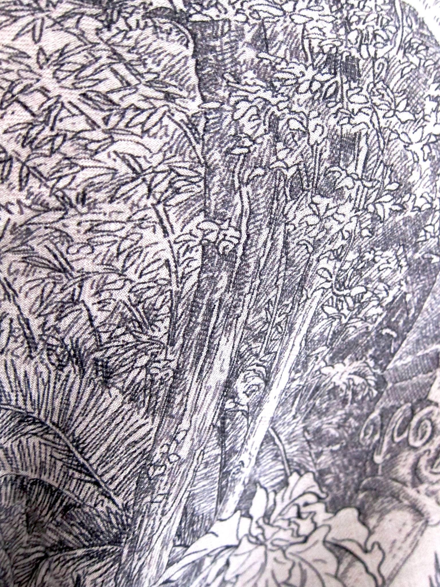 Hermes Jardin de Leila Naturel Anthracite Noir Cashmere Silk Shawl Grail 1