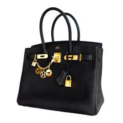 Hermes Prunoir Off Black Raisin 30cm Birkin Gold GHW Bag Satchel Gorgeous