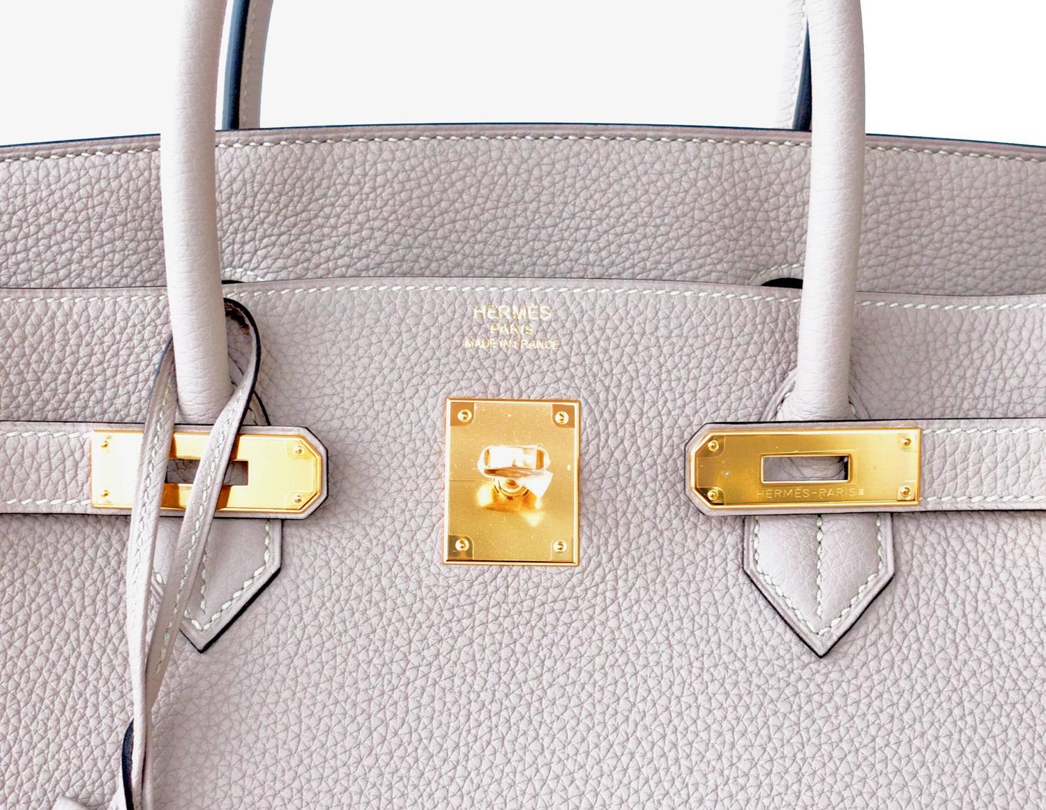 gris tourterelle birkin 35cm hermes togo leather bag gold ghw