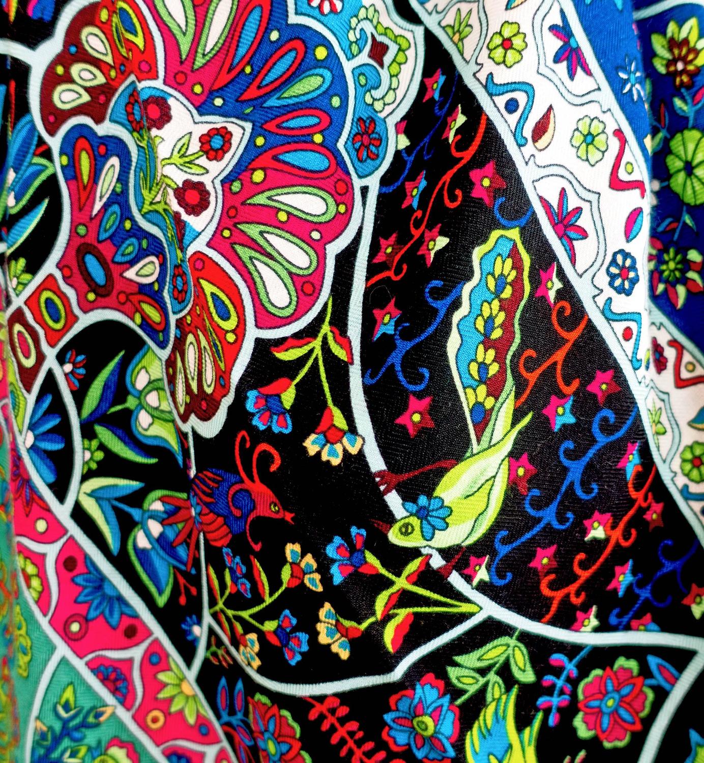 Hermes Au Pays des Oiseaux Fleurs Cashmere Silk Shawl GM Scarf ...  