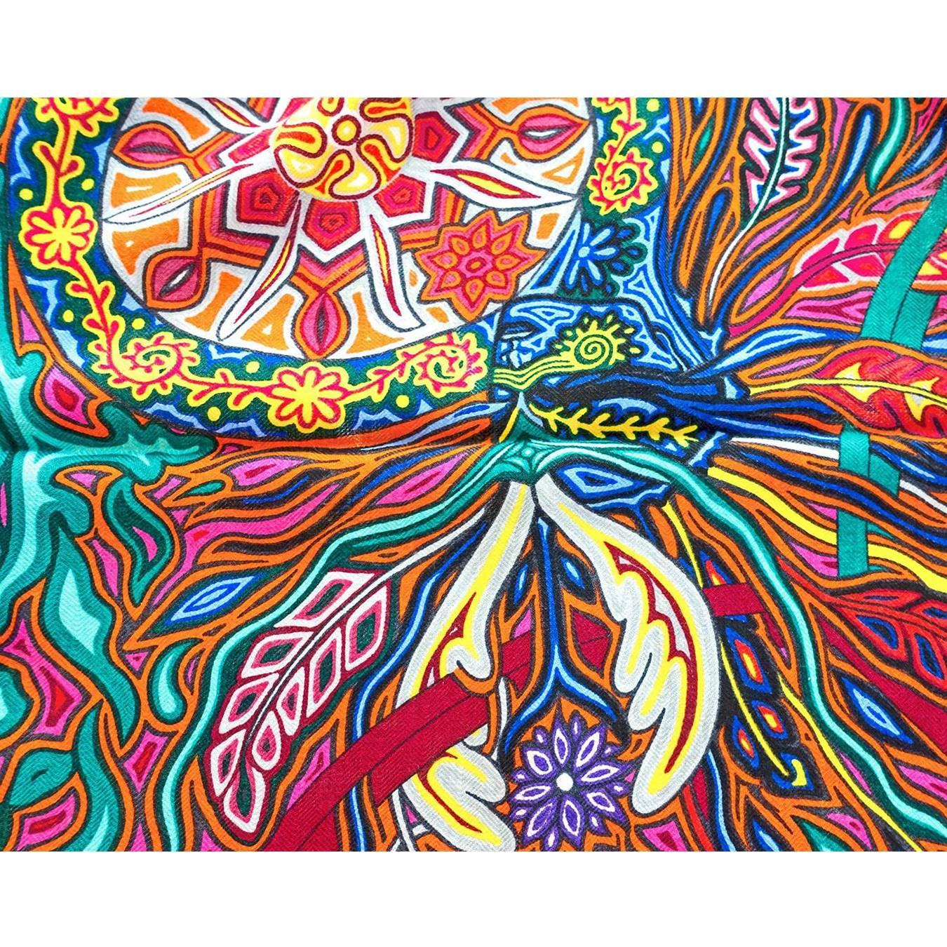 Hermes L\u0026#39;Arbre du Vent Cashmere Silk Shawl Scarf GM 140cm Fabulous ...  