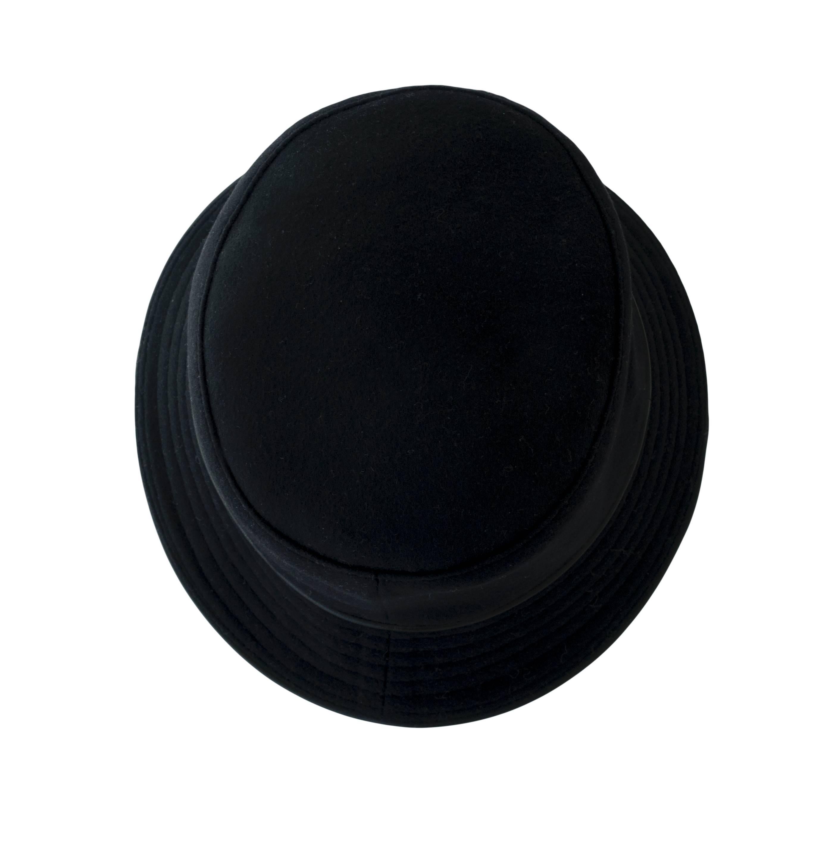 Black Hermes Loulou Cashmere Hat Lambskin Band 58 Charming Below $1045 Retail