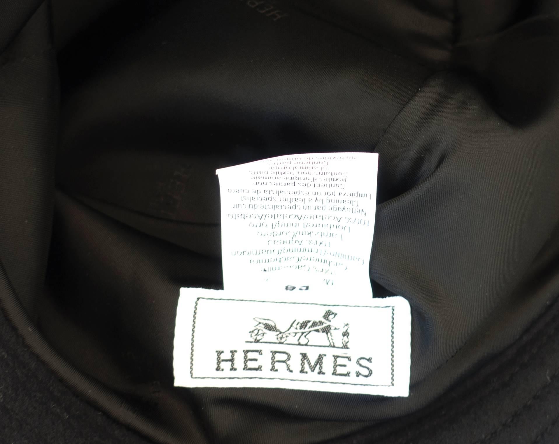 Hermes Loulou Cashmere Hat Lambskin Band 58 Charming Below $1045 Retail In New Condition In New York, NY