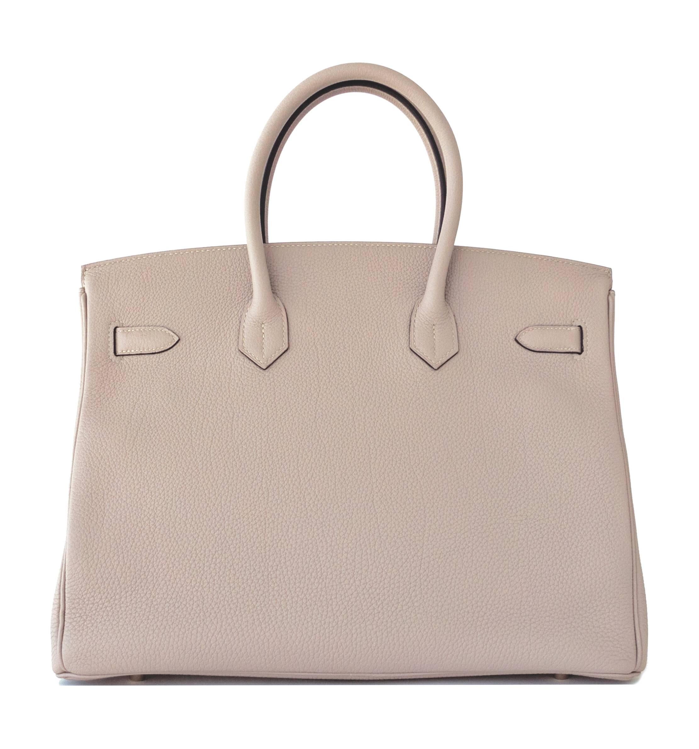 Hermes Gris Tourterelle 35cm Dove Grey Togo Birkin Gold GHW Tote Bag Chic  1