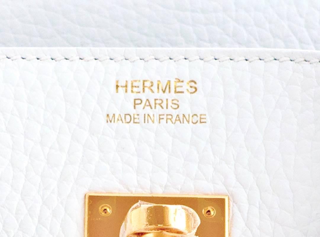 Hermes White Gold 35cm Birkin GHW  Superb Summer 2016 Super New! In New Condition In New York, NY