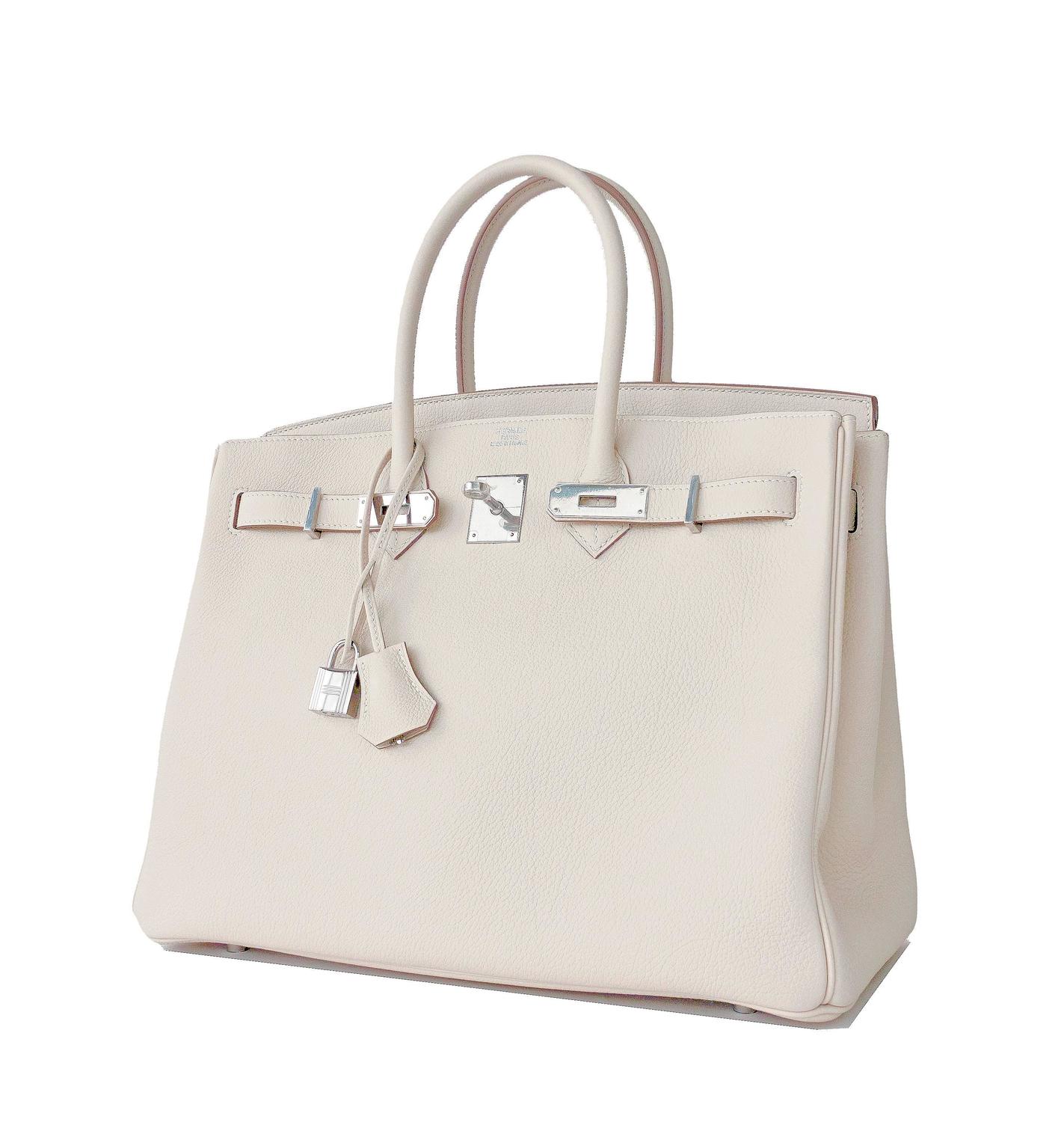 Hermes Craie 35cm Togo Birkin Palladium Chalk White Tote Bag ...  