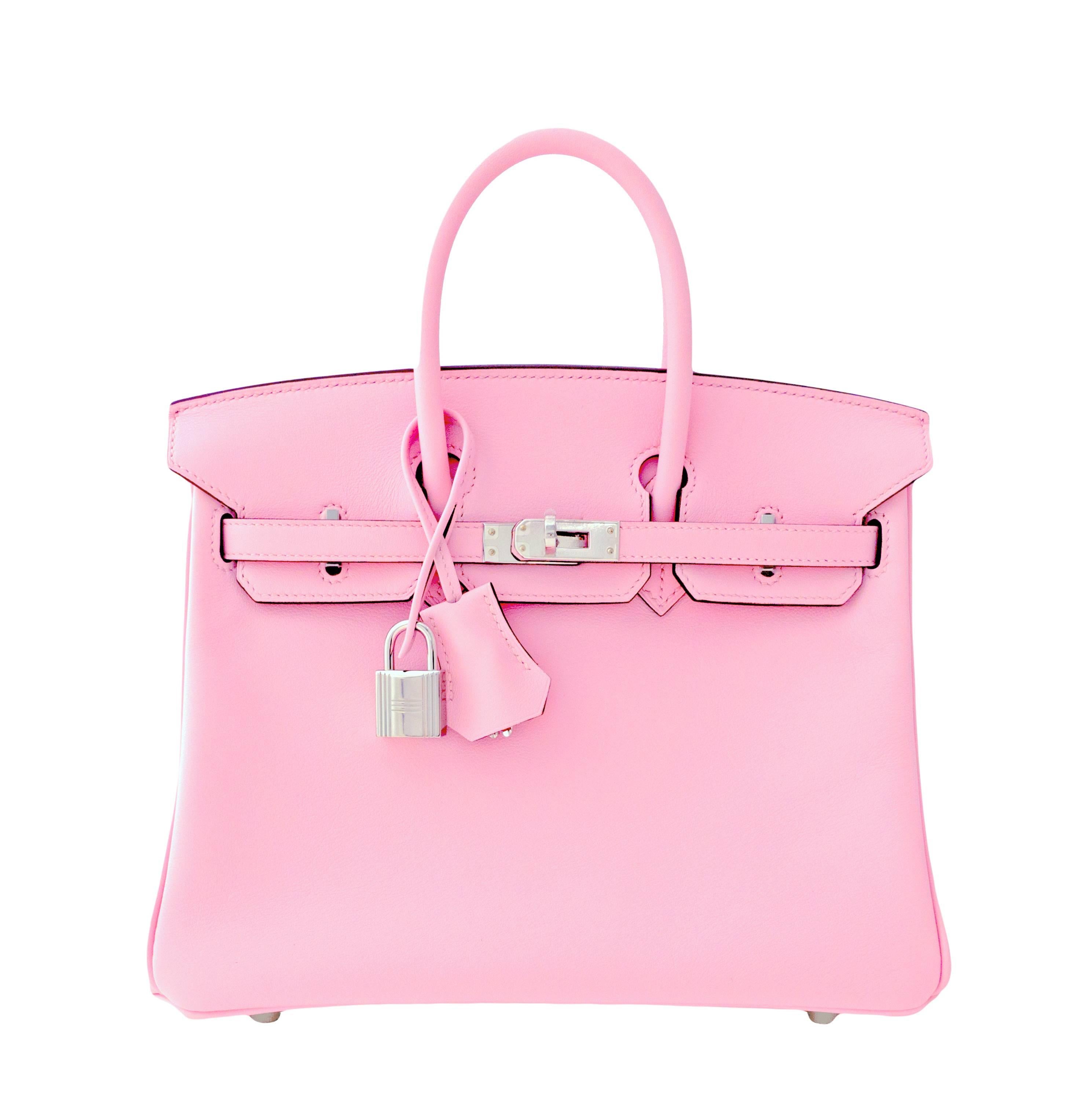 Hermes Rose Sakura Pink 25cm Swift Leather Birkin Satchel Bag Jewel 1