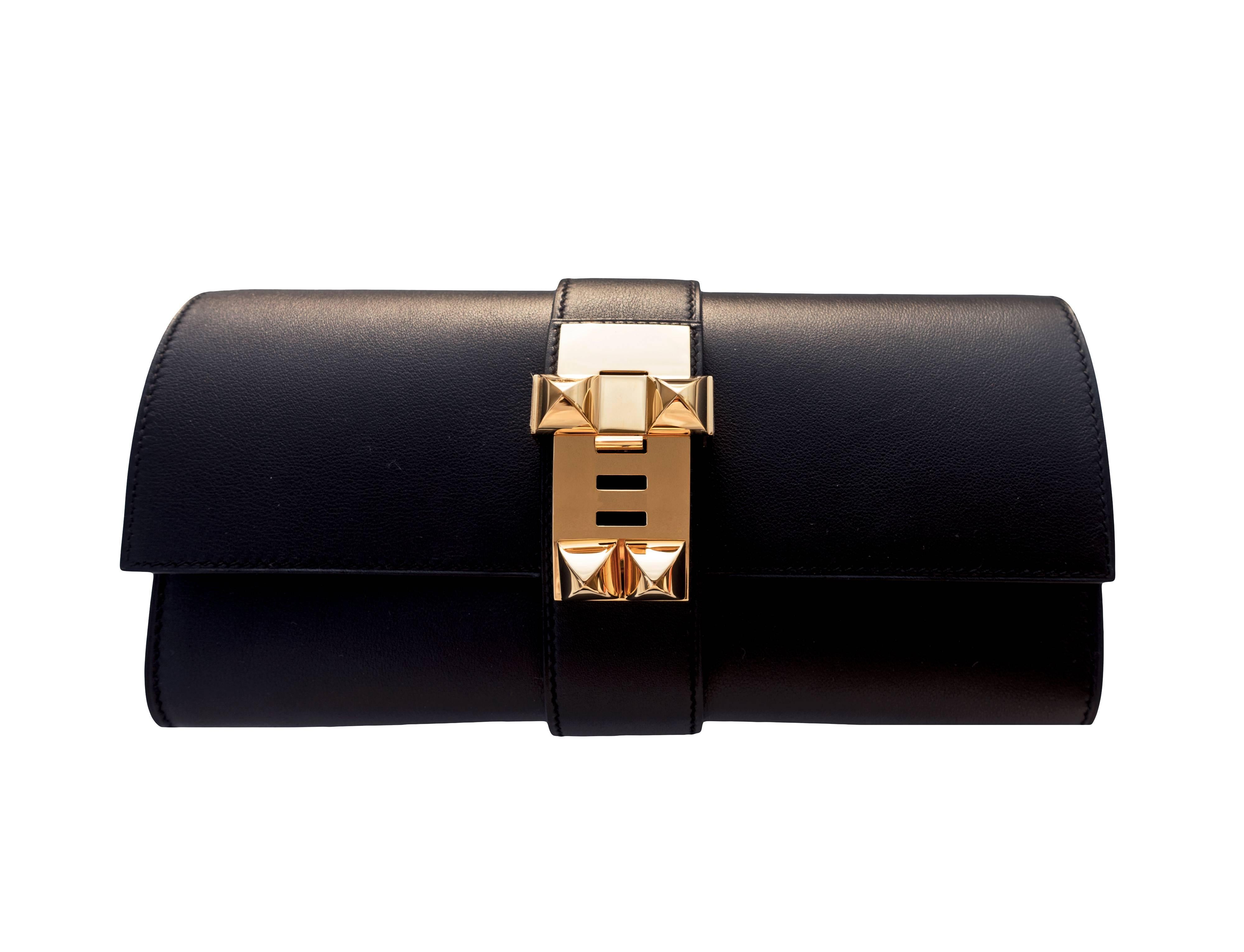 Hermes Black Medor Pochette 23cm Clutch Gold Hardware Bag Elegant 3