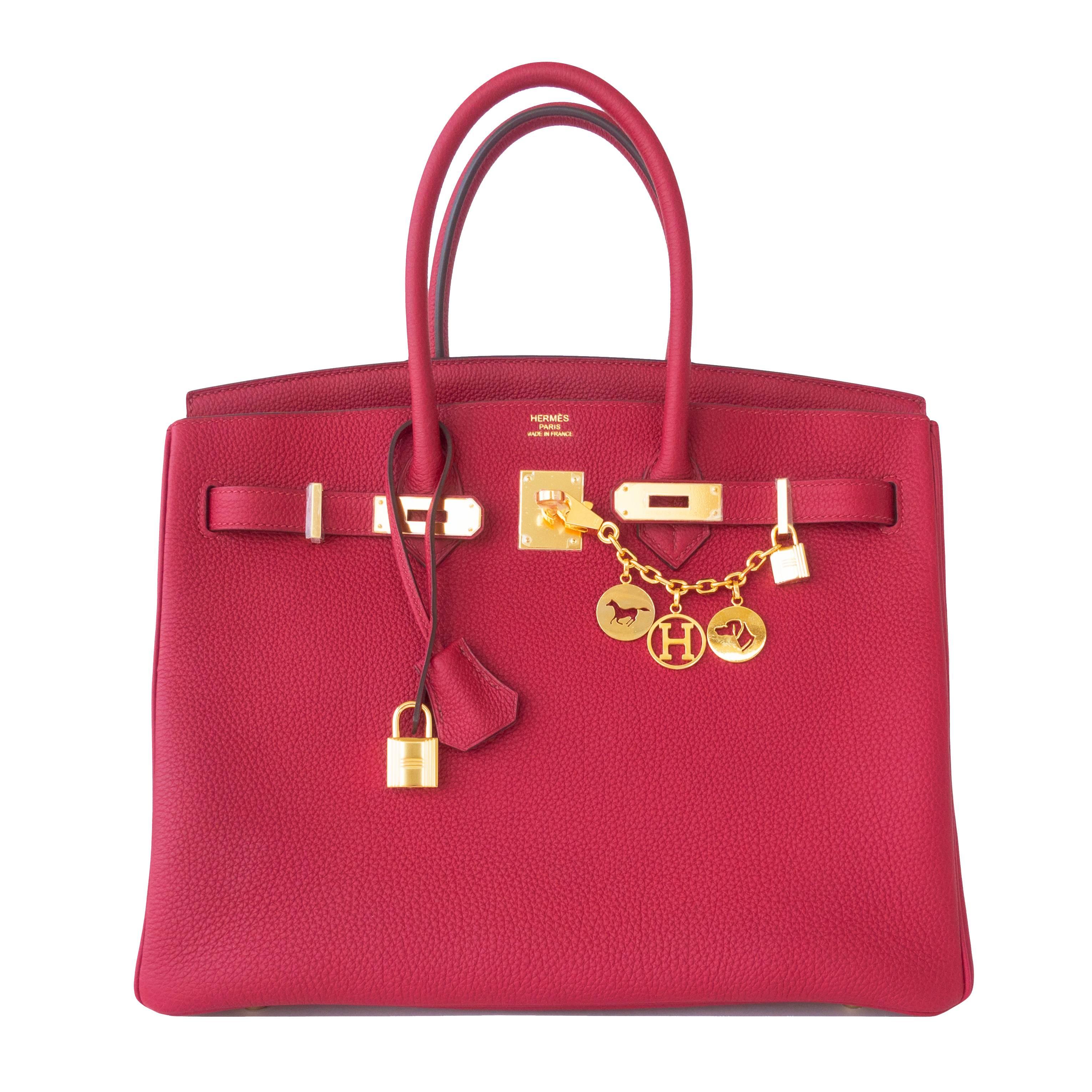 Hermes Rouge Grenat Togo Garnet Red 35cm Birkin Bag Gold Hardware GHW Exquisite 3