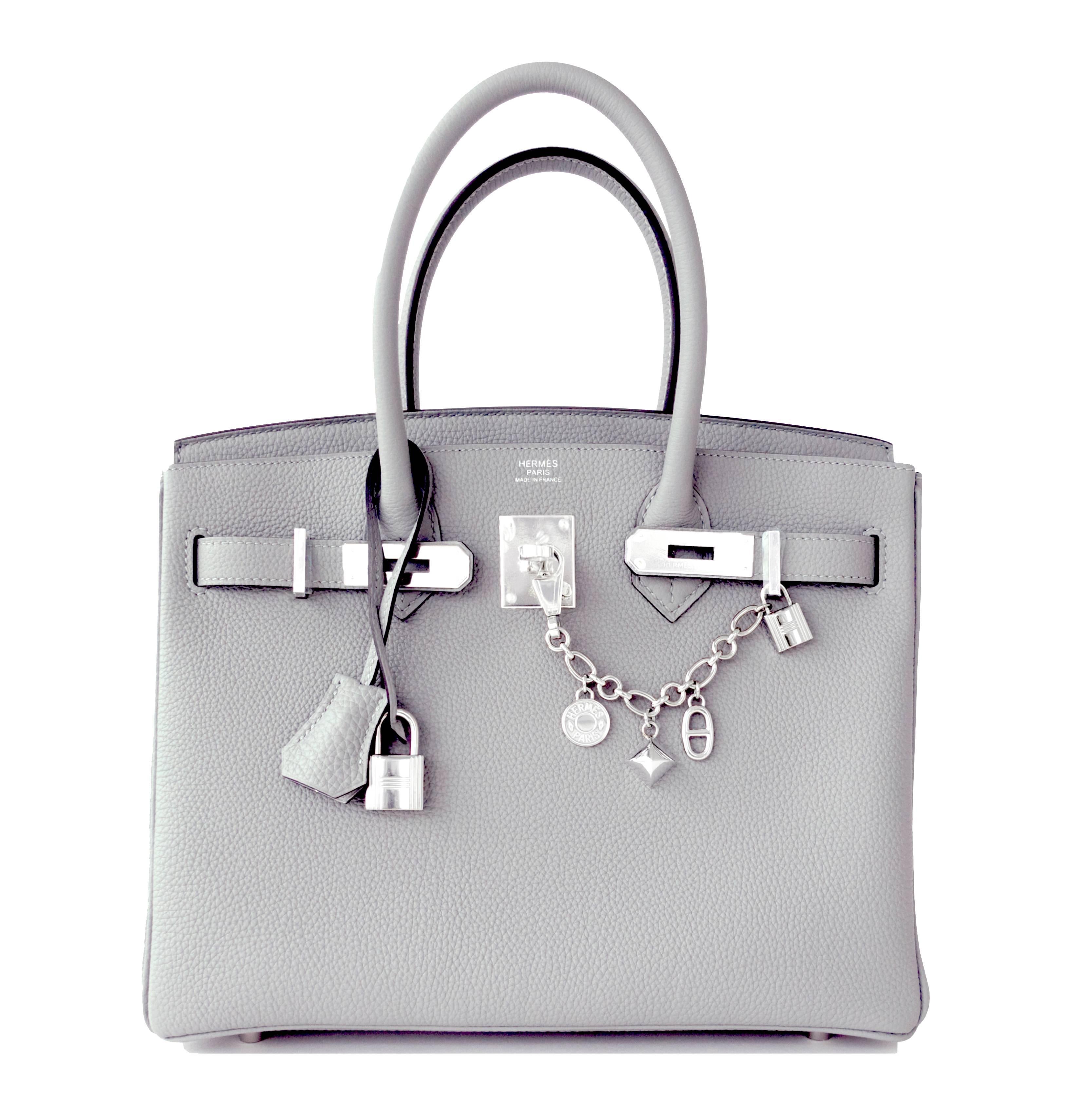 Hermes Gris Mouette New Grey 30cm Togo Birkin Bag Palladium Perle So Chic 2
