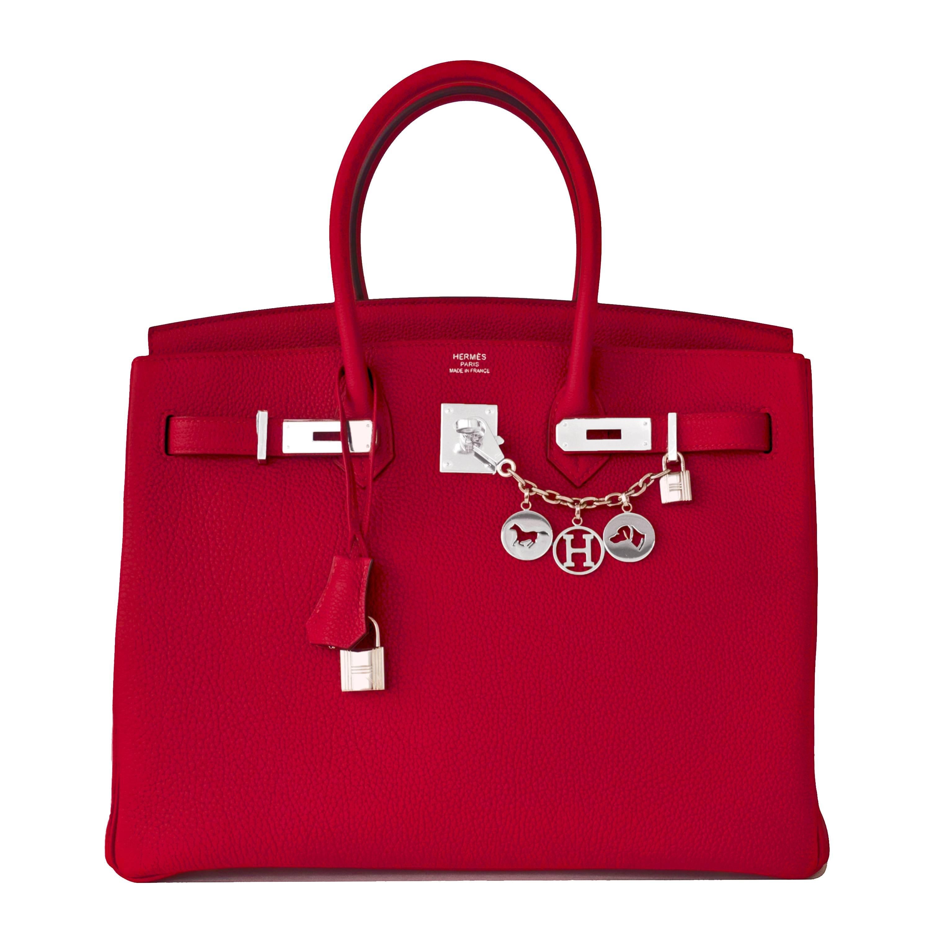 Hermes Rouge Grenat Garnet Red 35cm Birkin Togo Palladium Hardware Jewel 3